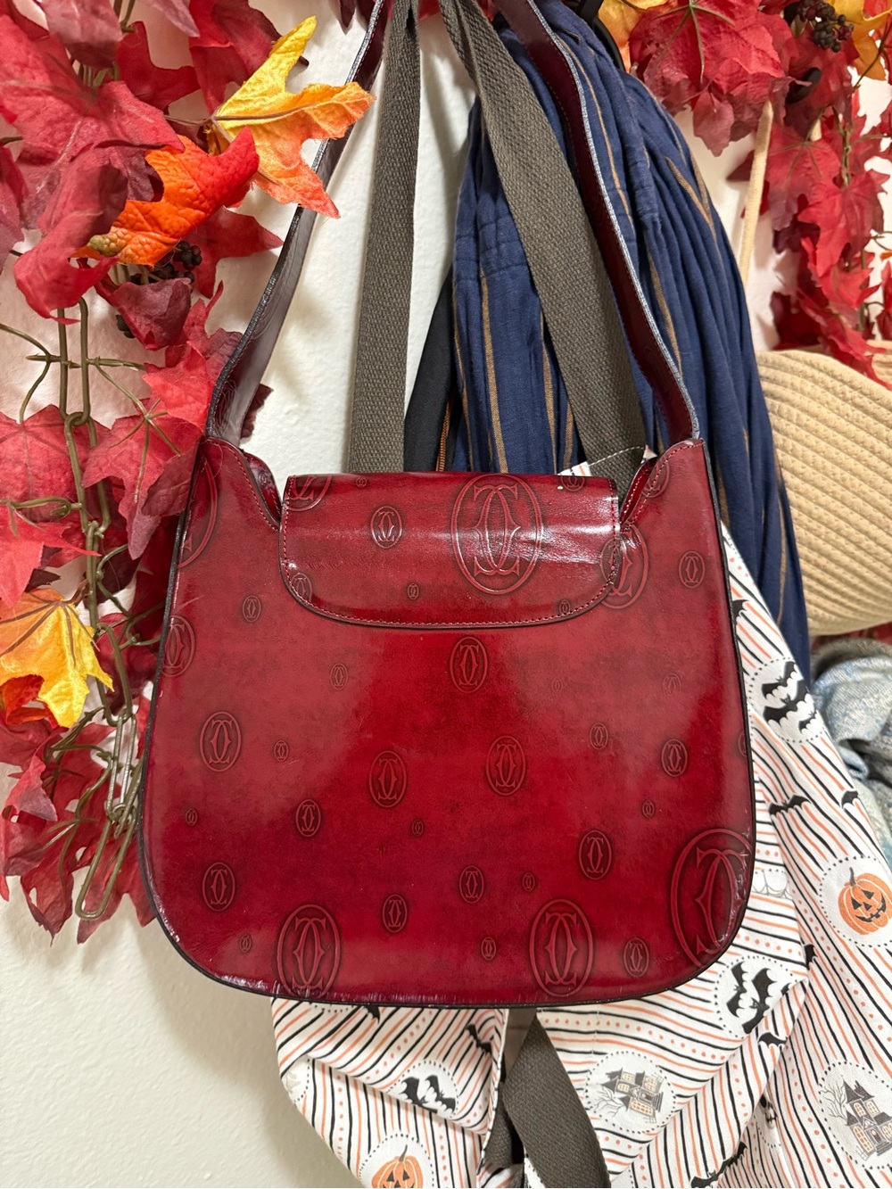 Cartier Deep Red Leather Shoulder Bag - Picture 6 of 14